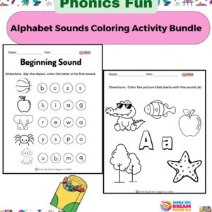 PreK-1st Grade Back to School A-Z Phonics Alphabet Sounds Coloring Printable