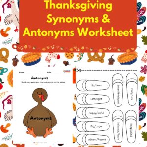 Thanksgiving Synonyms & Antonyms Worksheet