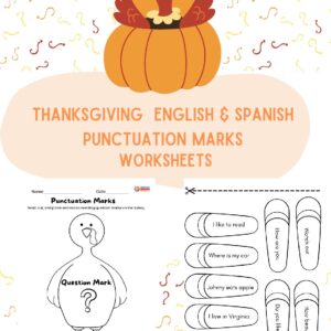 Thanksgiving  English & Spanish punctuation marks worksheet