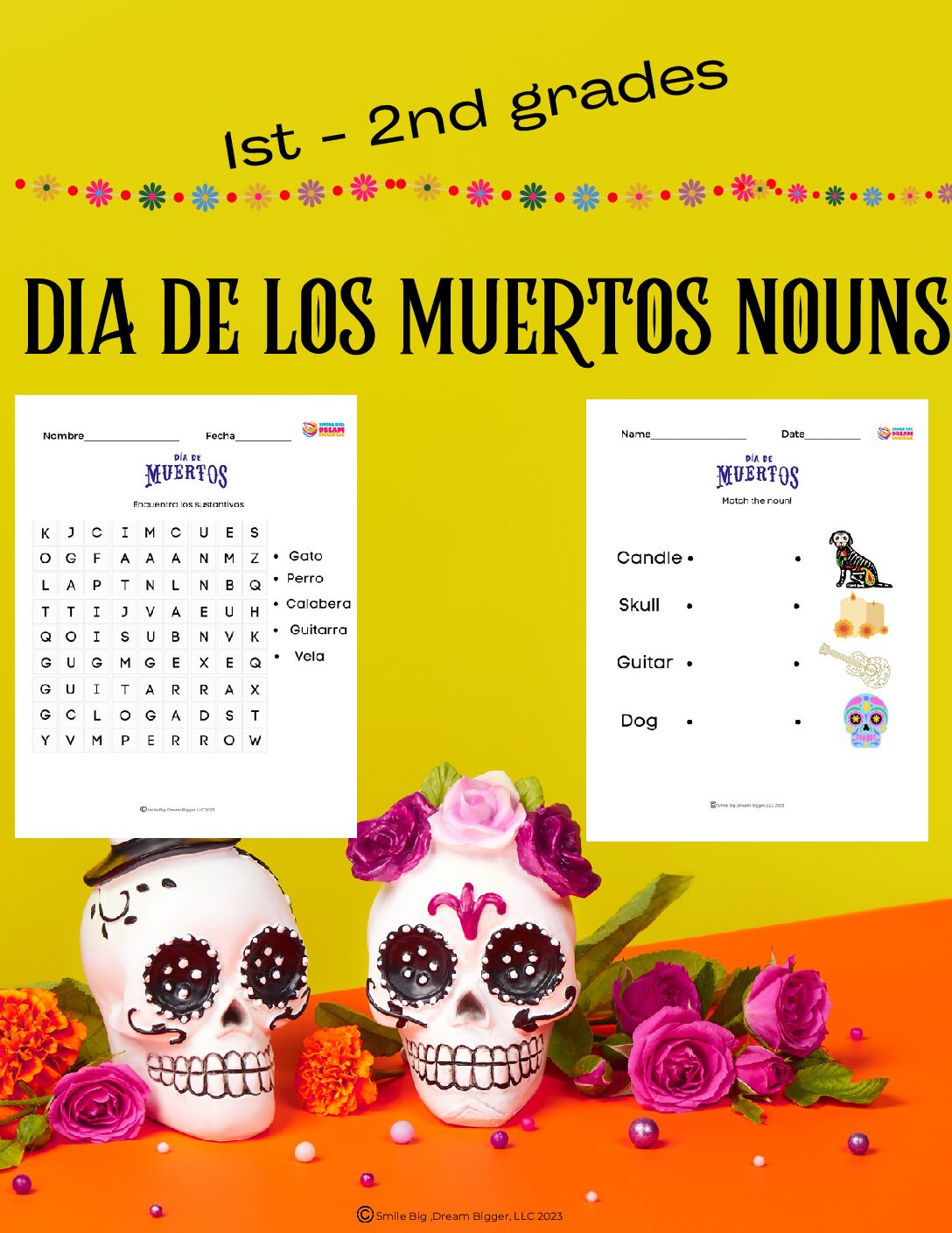 1st - 2nd grade Día de los Muertos Nouns worksheet