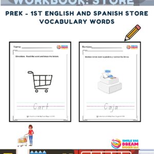 PreK - 1st English and Spanish Store Vocabulary Words