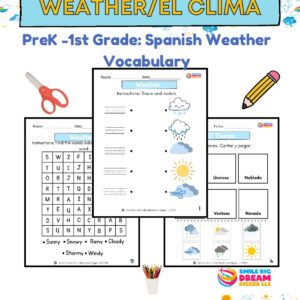 PreK-1st Grade: English and Spanish Weather Vocabulary