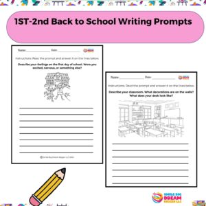 1st-2nd Grade Morning Work - Daily Writing Prompts & Coloring - Back to School